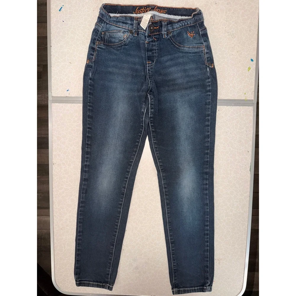 Justice Jeans Girls Size 10 Simply Low Skinny Jeans Dark Wash Blue Denim Stretch